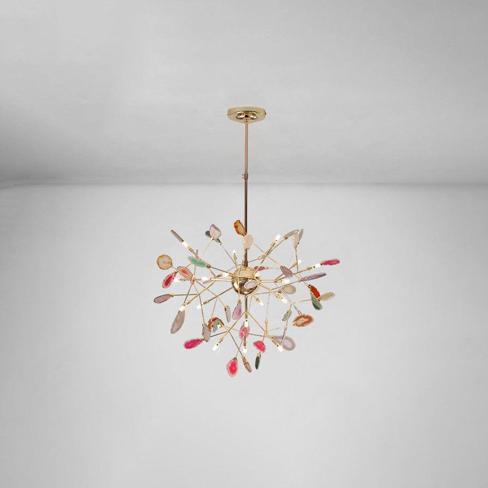Agate Slice & Brass Chandelier