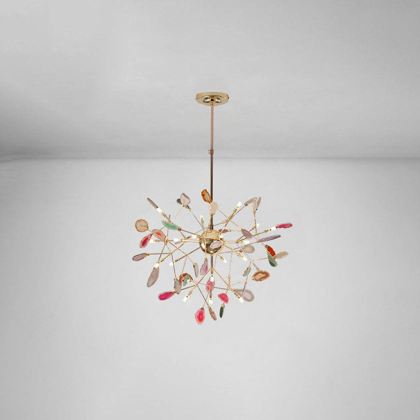 Agate Slice & Brass Chandelier