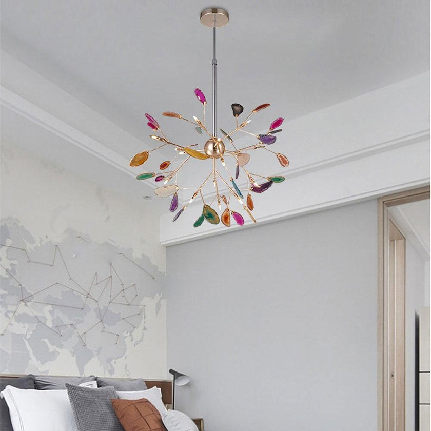 Agate Slice & Brass Chandelier