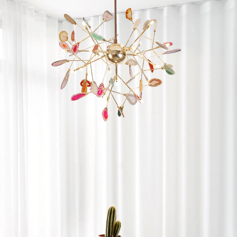 Agate Slice & Brass Chandelier