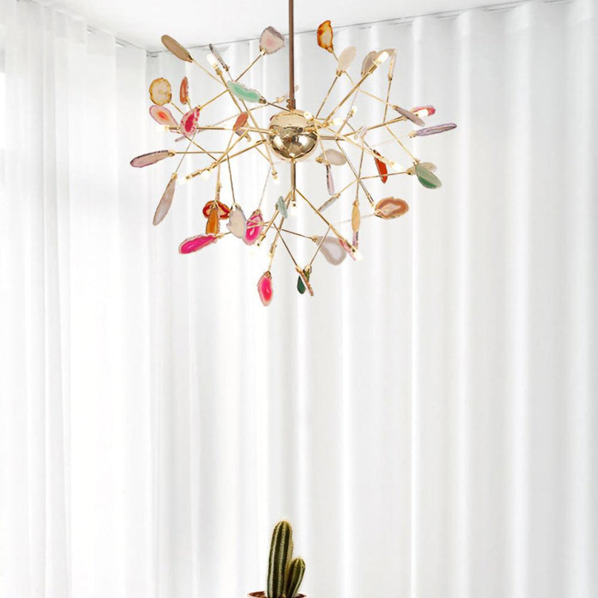 Agate Slice & Brass Chandelier
