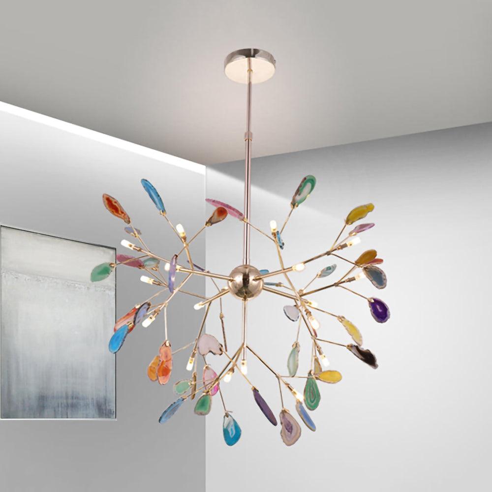 Agate Slice & Brass Chandelier