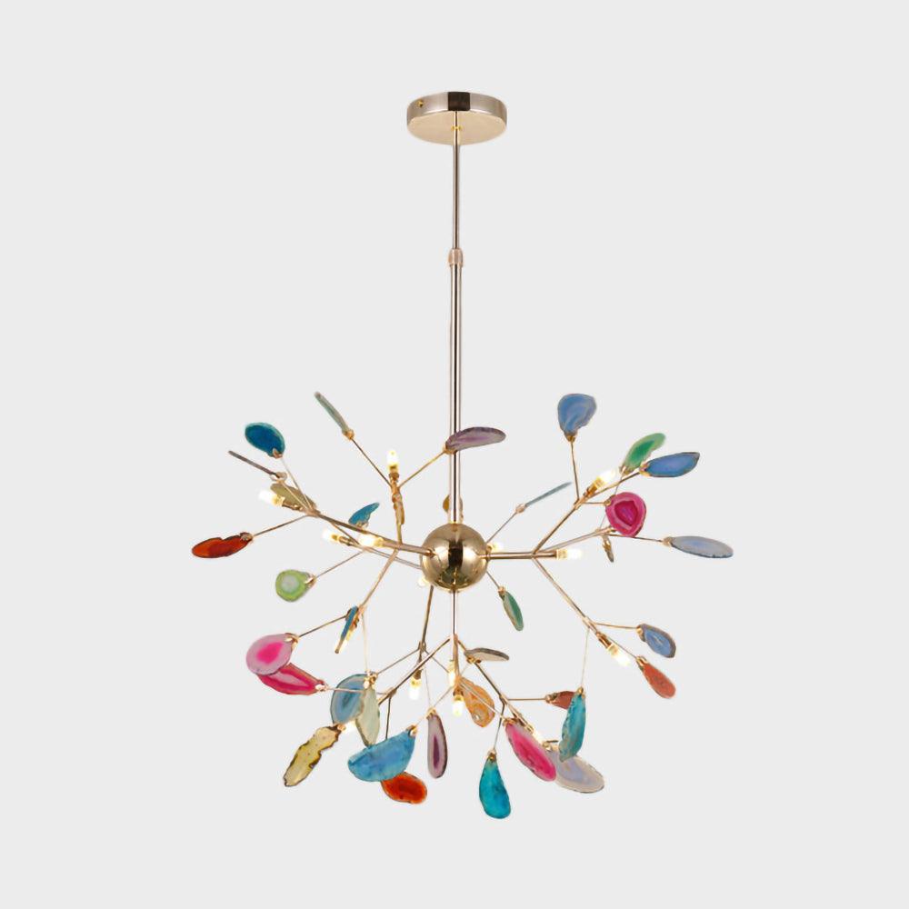Agate Slice & Brass Chandelier