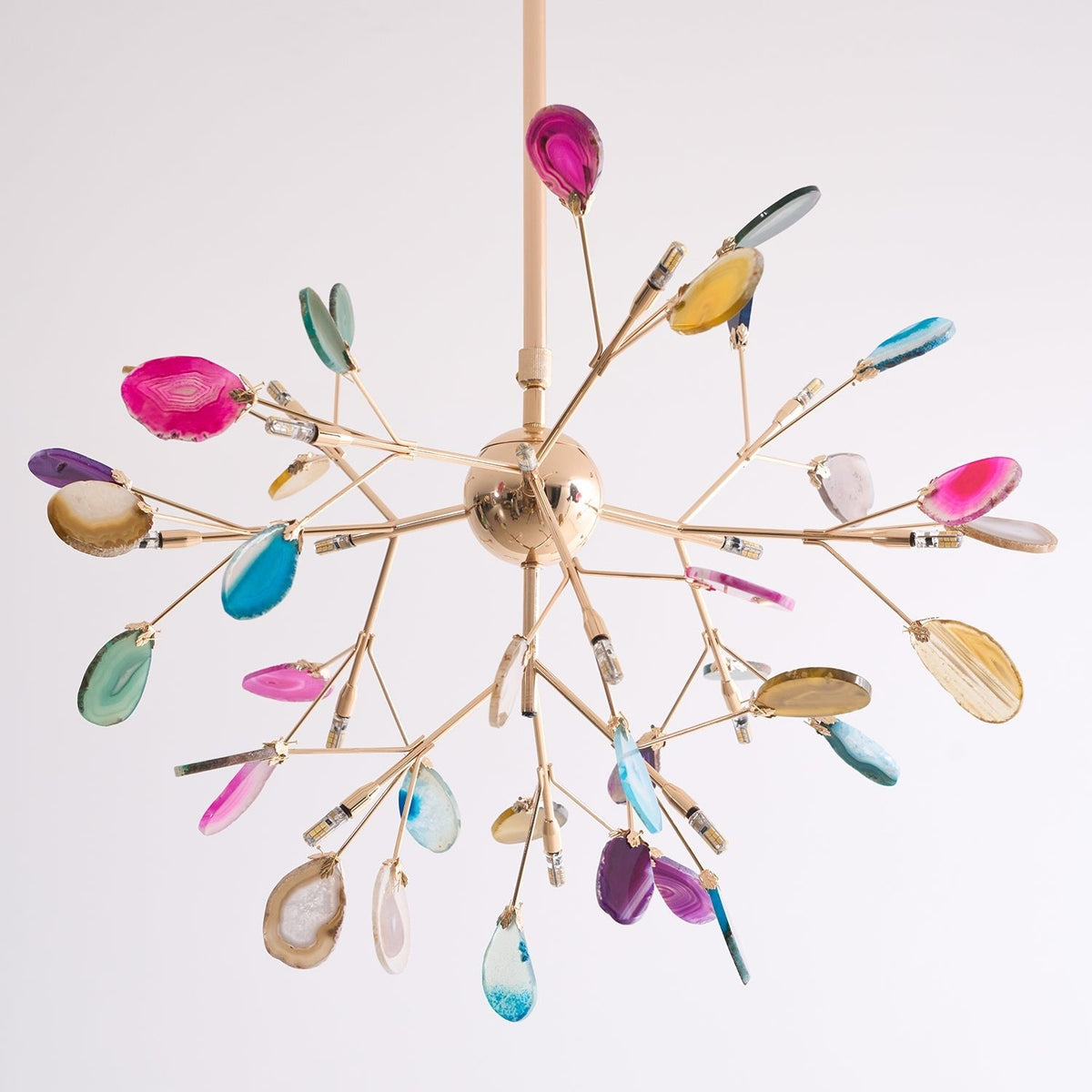 Agate Slice & Brass Chandelier
