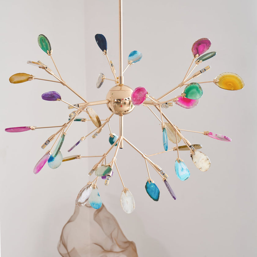 Agate Slice & Brass Chandelier