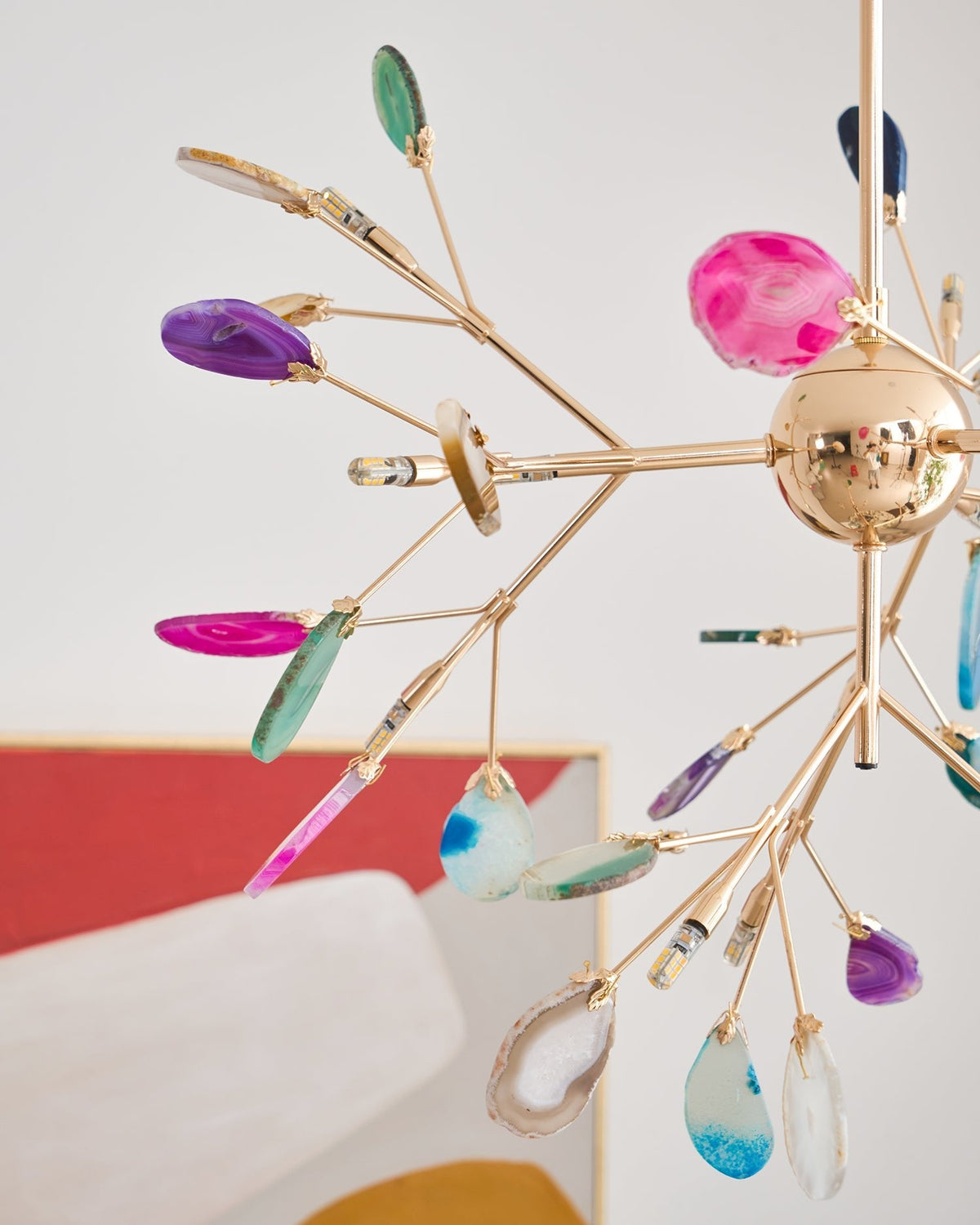 Agate Slice & Brass Chandelier
