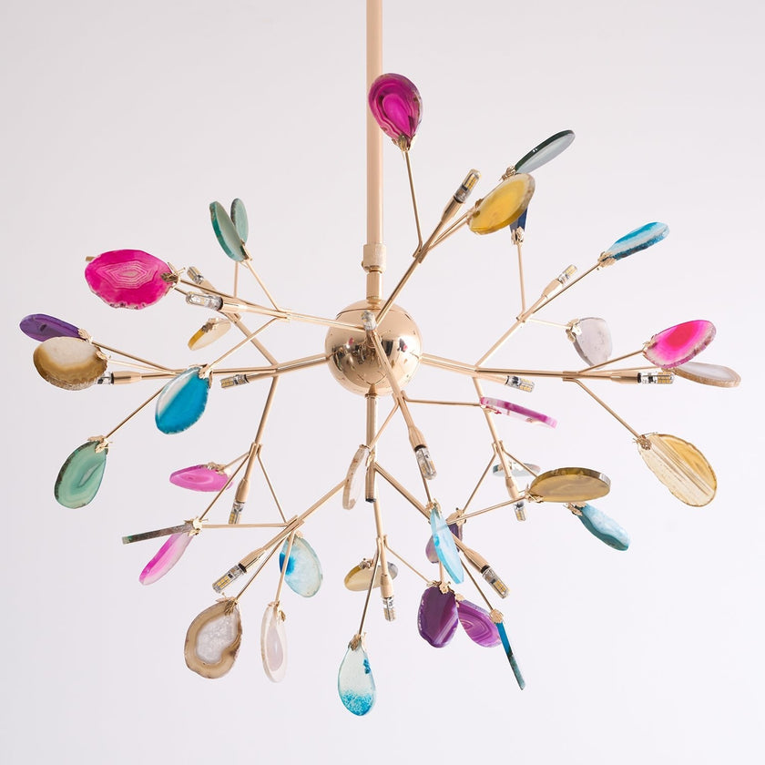 Agate Slice & Brass Chandelier