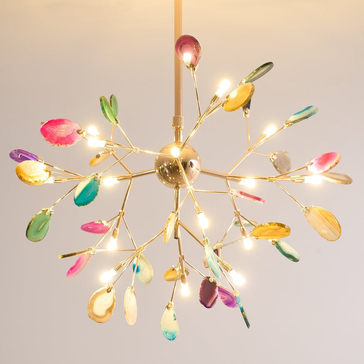 Agate Slice & Brass Chandelier