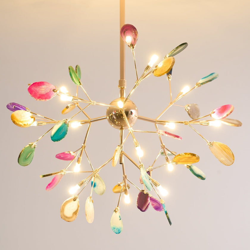Agate Slice & Brass Chandelier