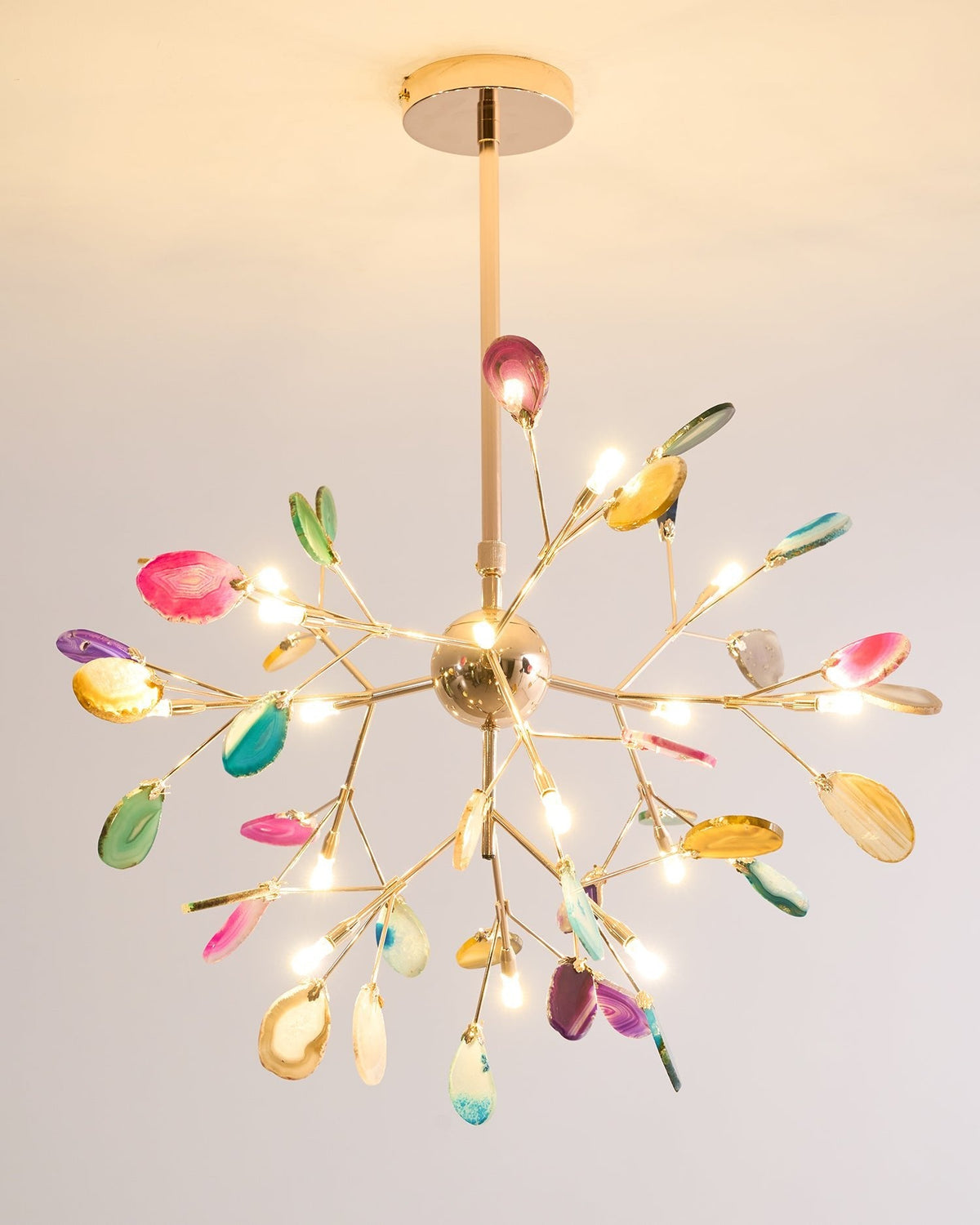 Agate Slice & Brass Chandelier