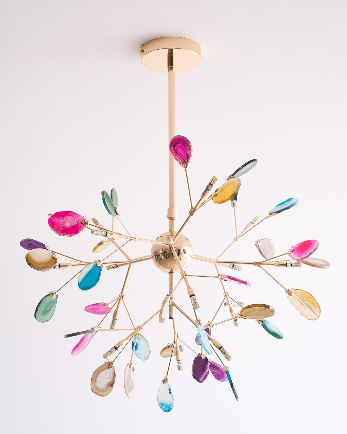 Agate Slice & Brass Chandelier