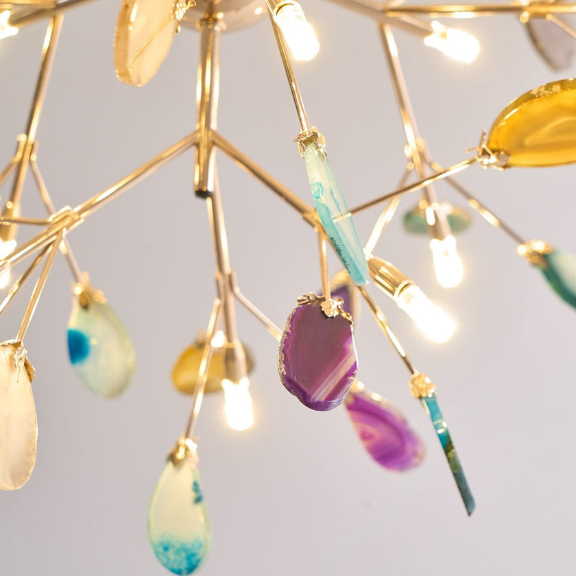 Agate Slice & Brass Chandelier