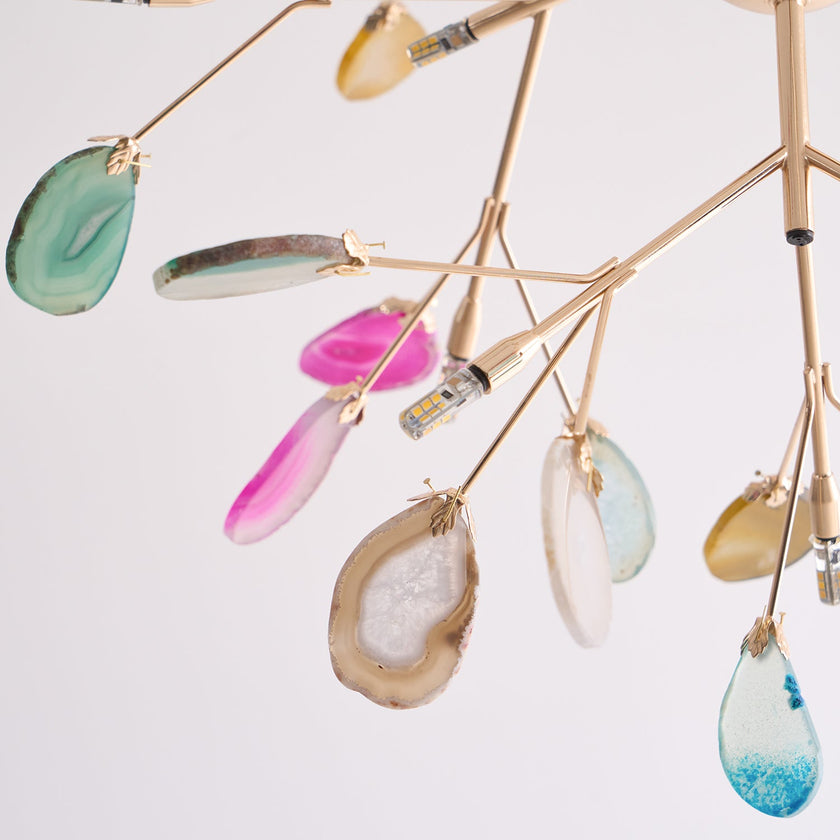 Agate Slice & Brass Chandelier