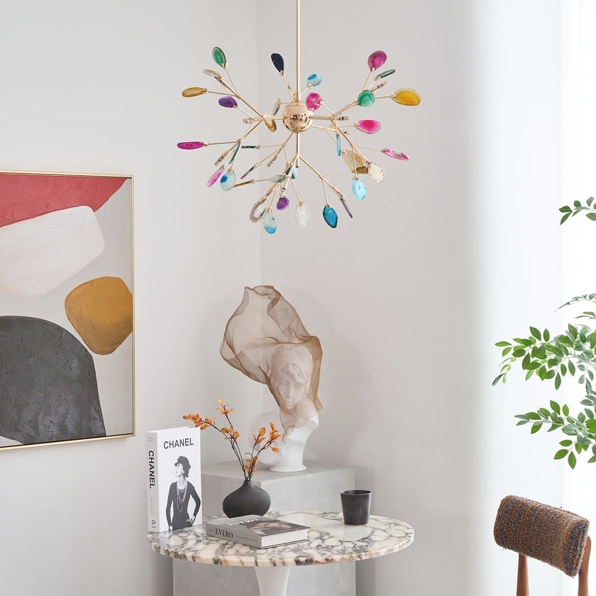 Agate Slice & Brass Chandelier