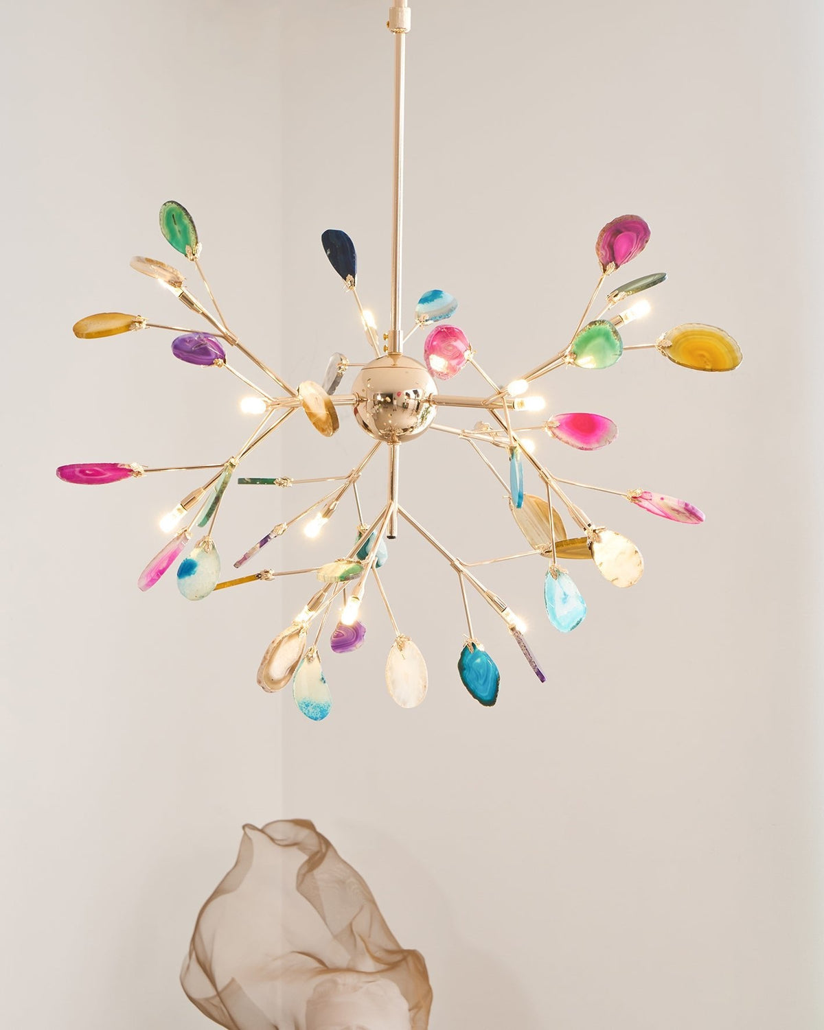 Agate Slice & Brass Chandelier
