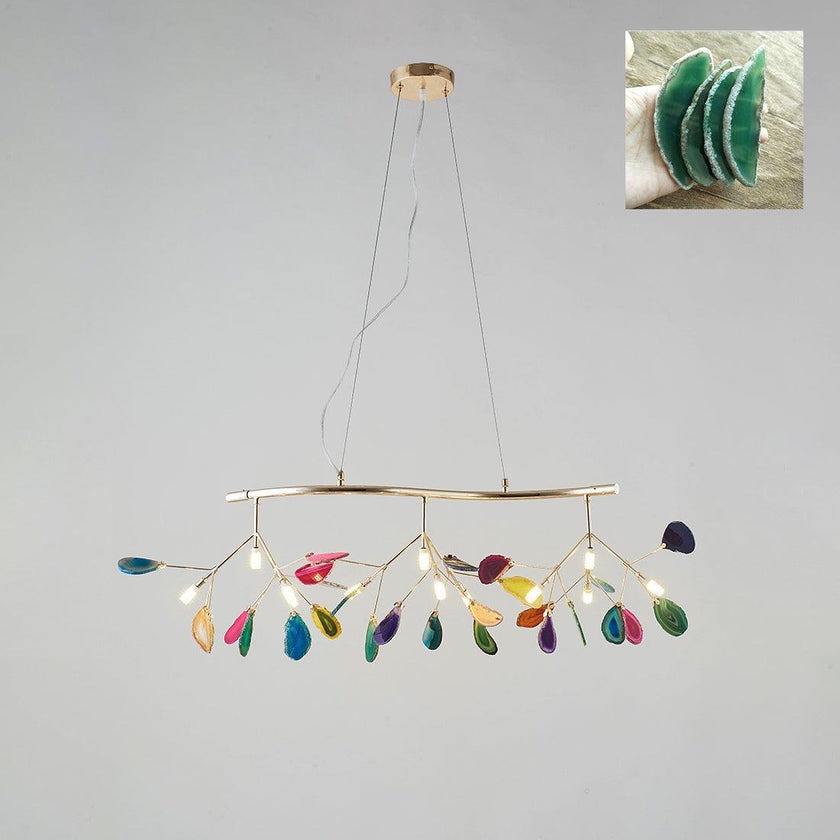 Agate Slice & Brass Chandelier