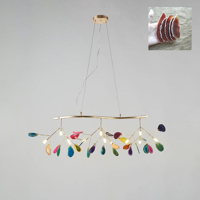 Agate Slice & Brass Chandelier