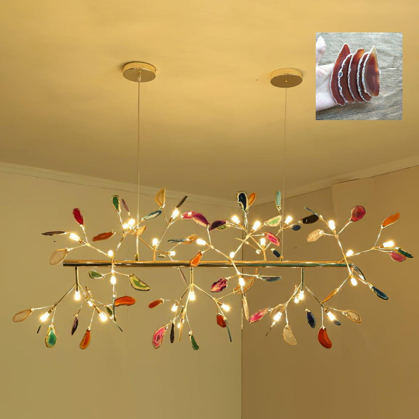Agate Slice & Brass Chandelier