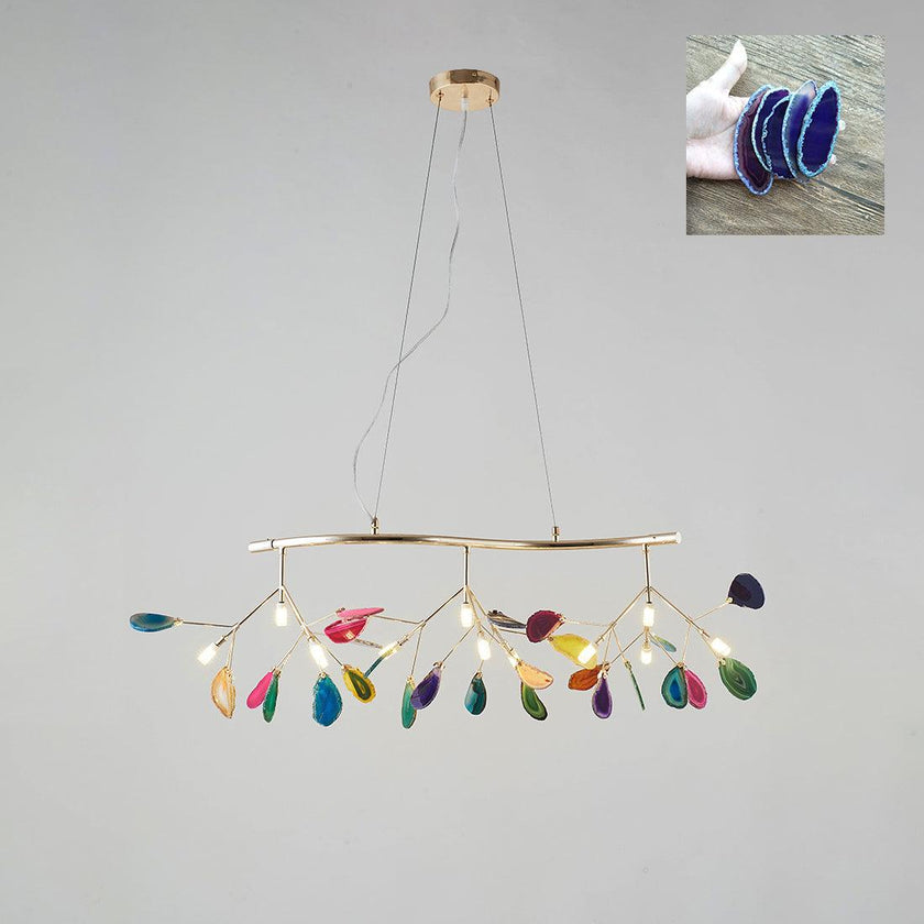 Agate Slice & Brass Chandelier