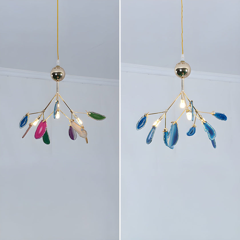 Agate Slice & Brass Chandelier