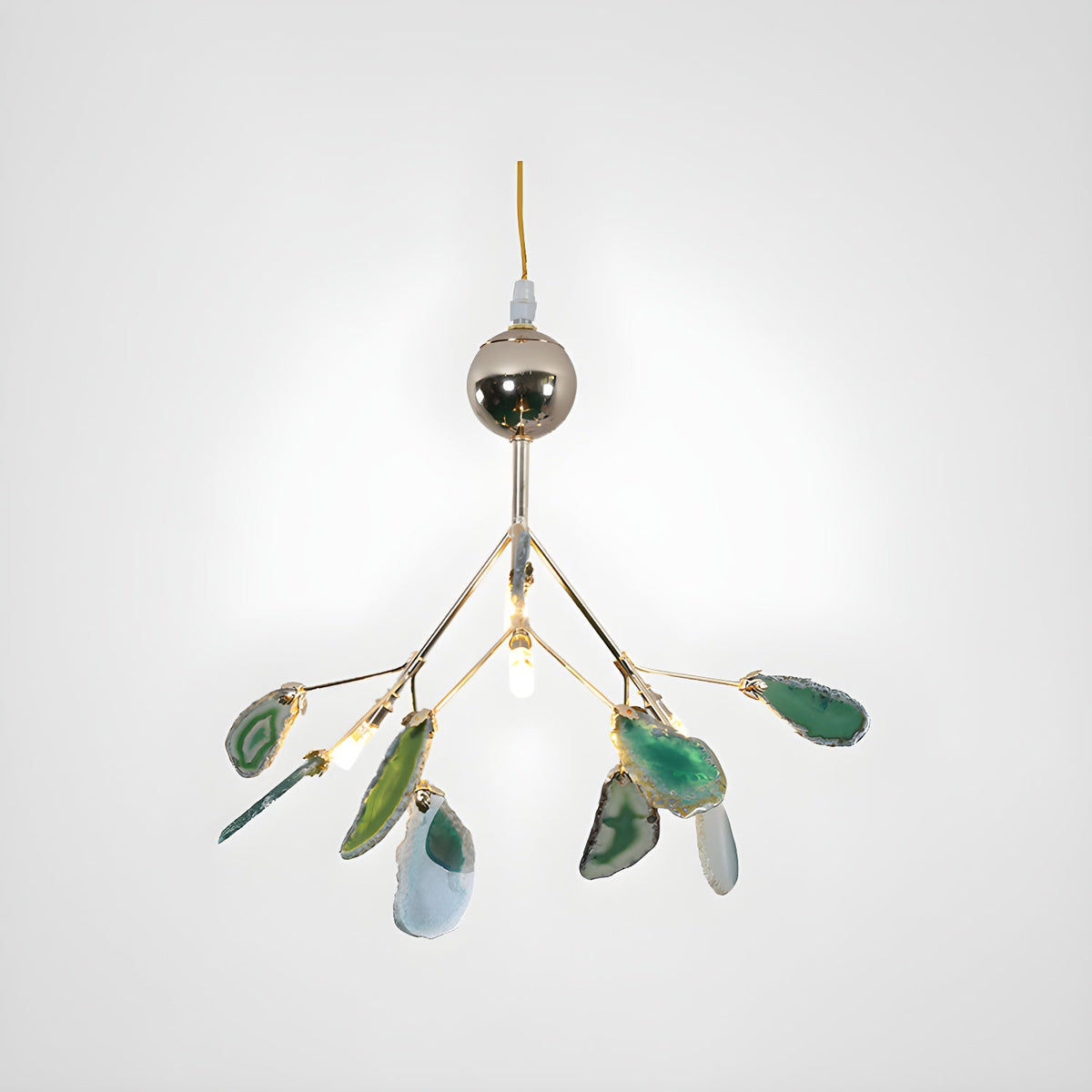 Agate Slice & Brass Chandelier