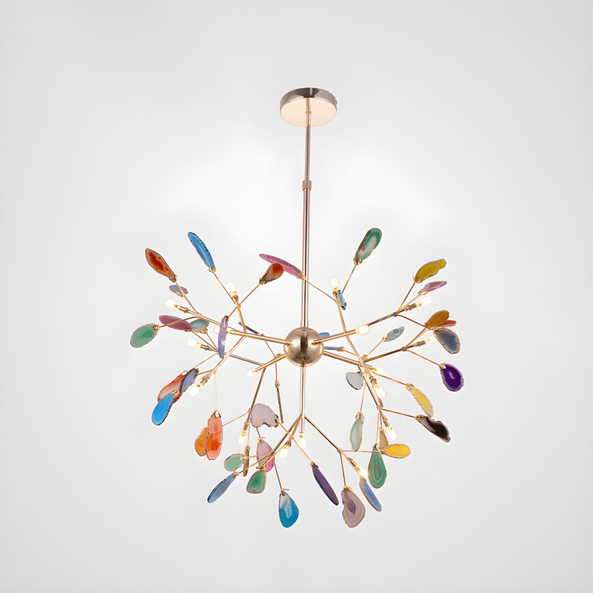 Agate Slice & Brass Chandelier