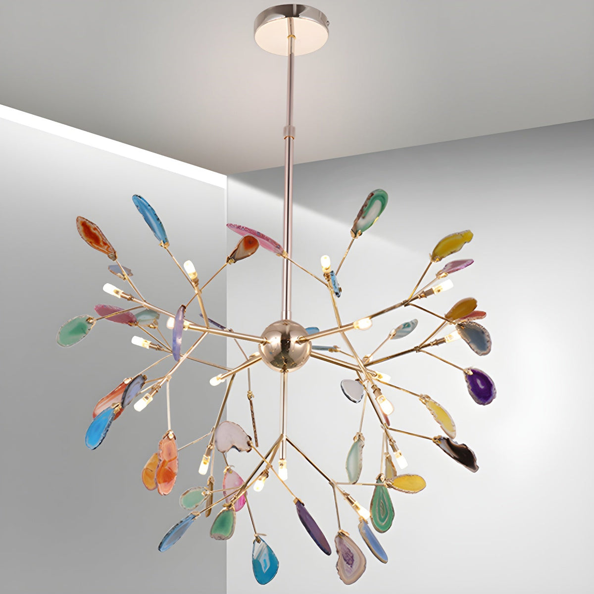 Agate Slice & Brass Chandelier