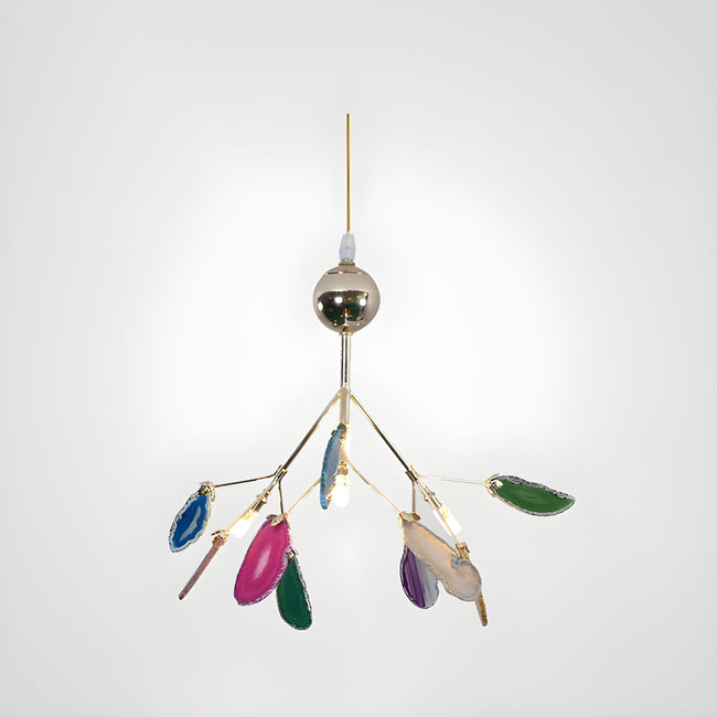 Agate Slice & Brass Chandelier