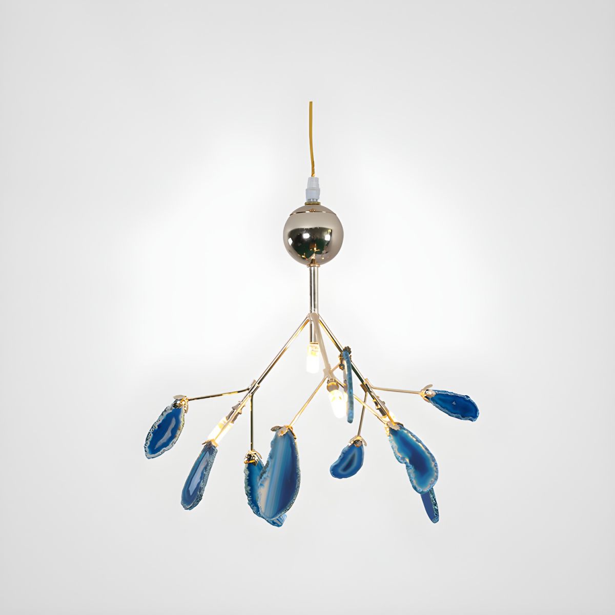 Agate Slice & Brass Chandelier