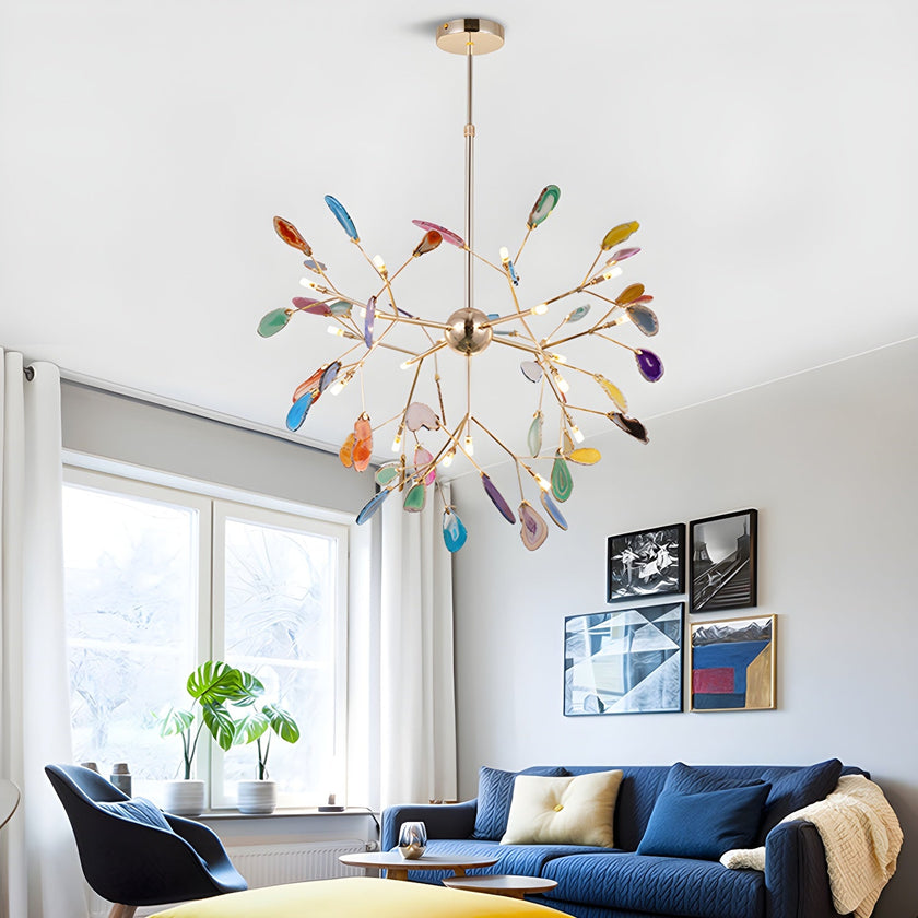 Agate Slice & Brass Chandelier