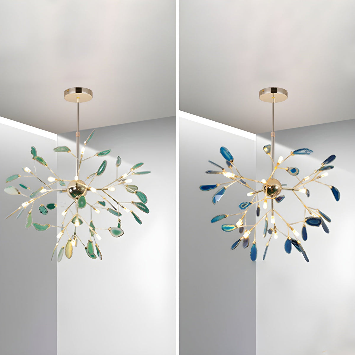 Agate Slice & Brass Chandelier