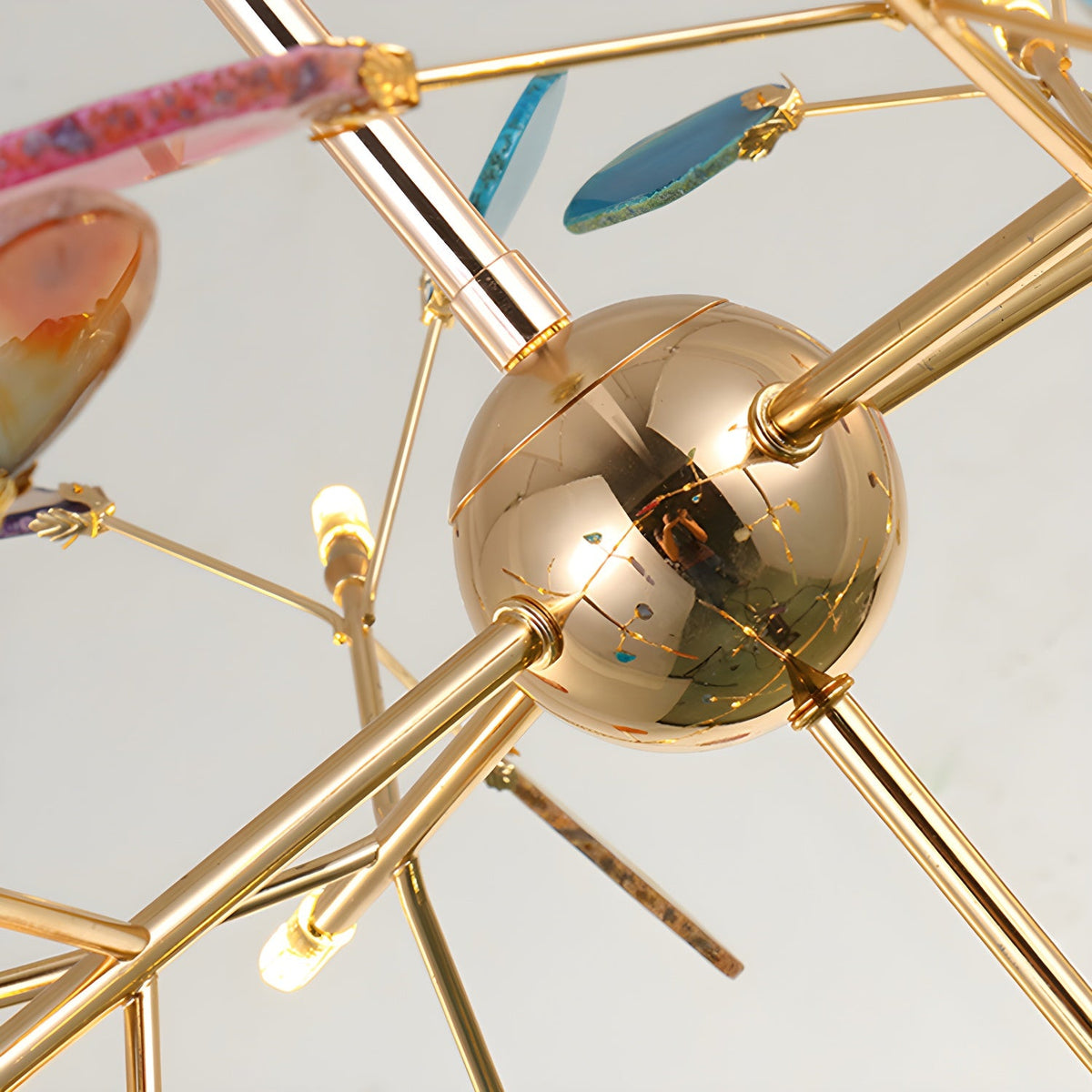 Agate Slice & Brass Chandelier