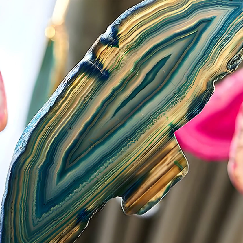Agate Slice & Brass Chandelier