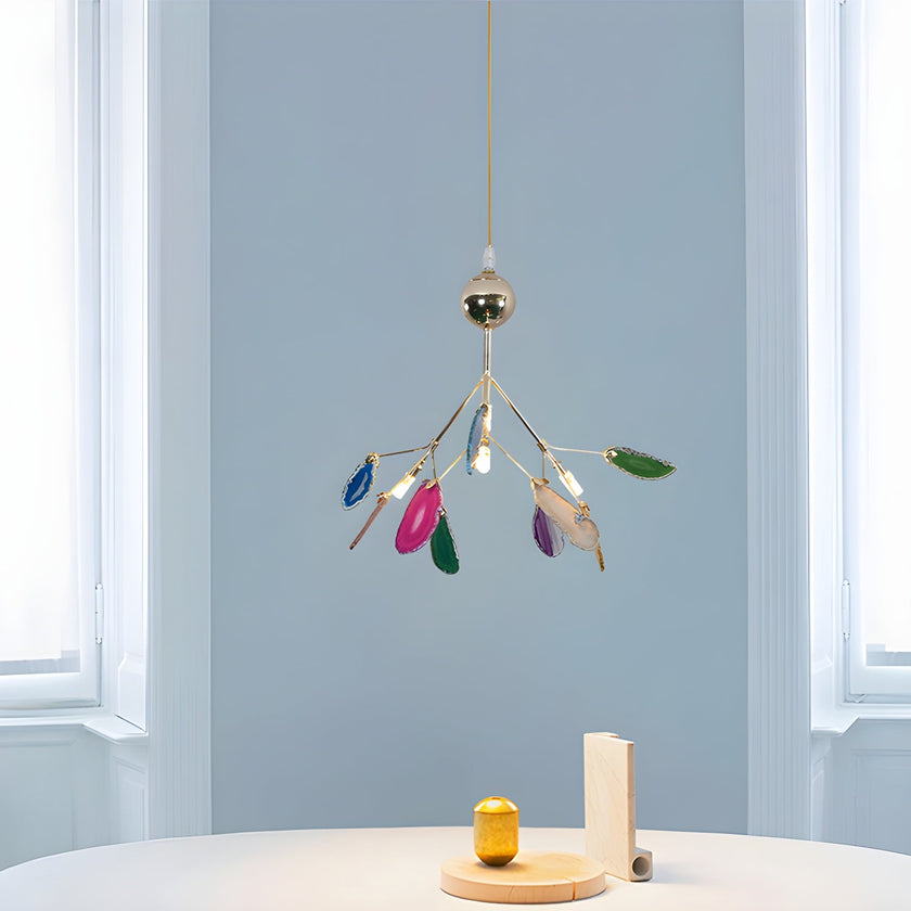 Agate Slice & Brass Chandelier