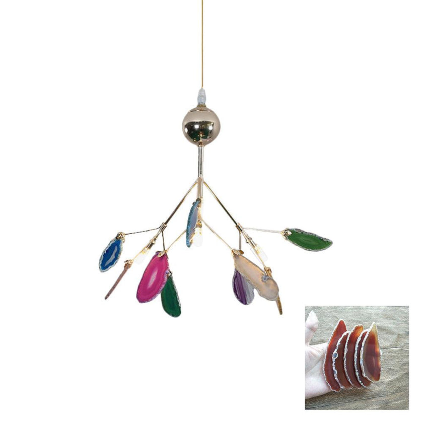 Agate Slice & Brass Chandelier