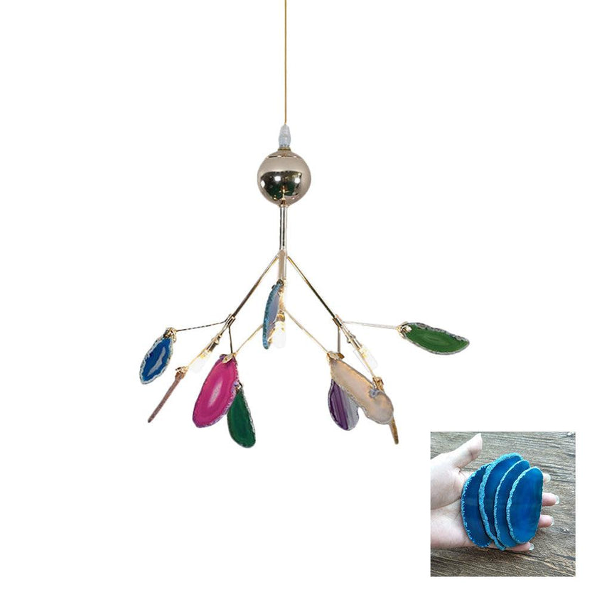 Agate Slice & Brass Chandelier