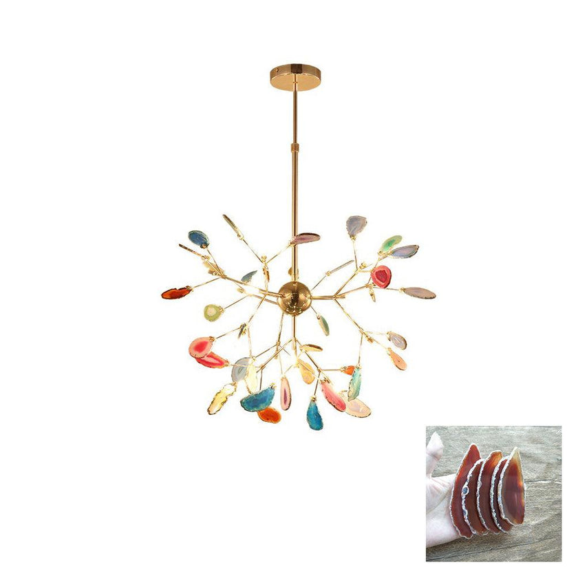 Agate Slice & Brass Chandelier