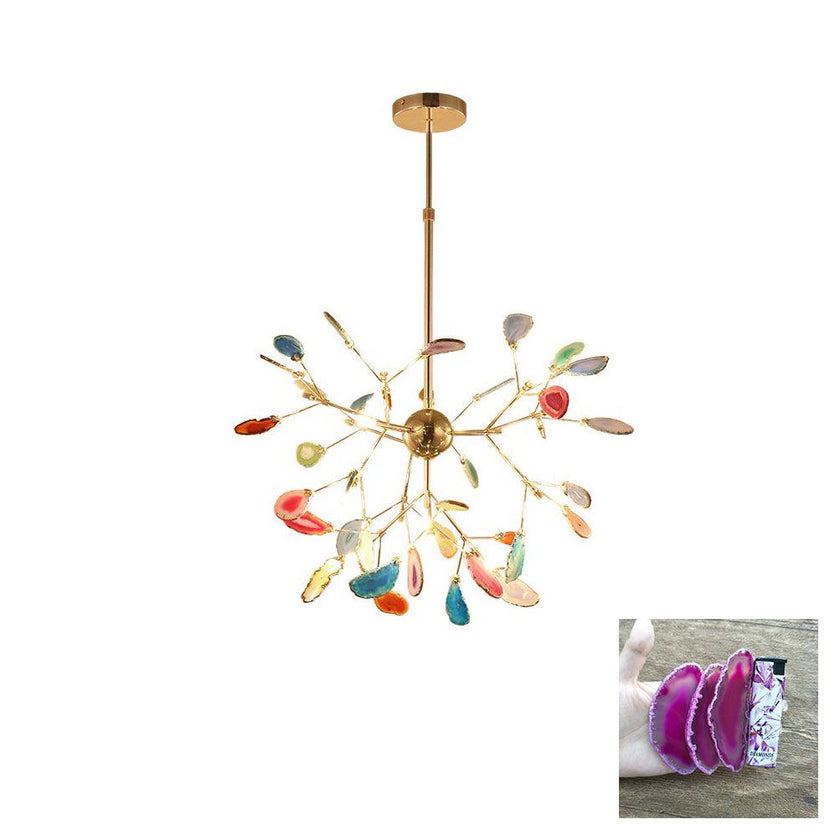 Agate Slice & Brass Chandelier