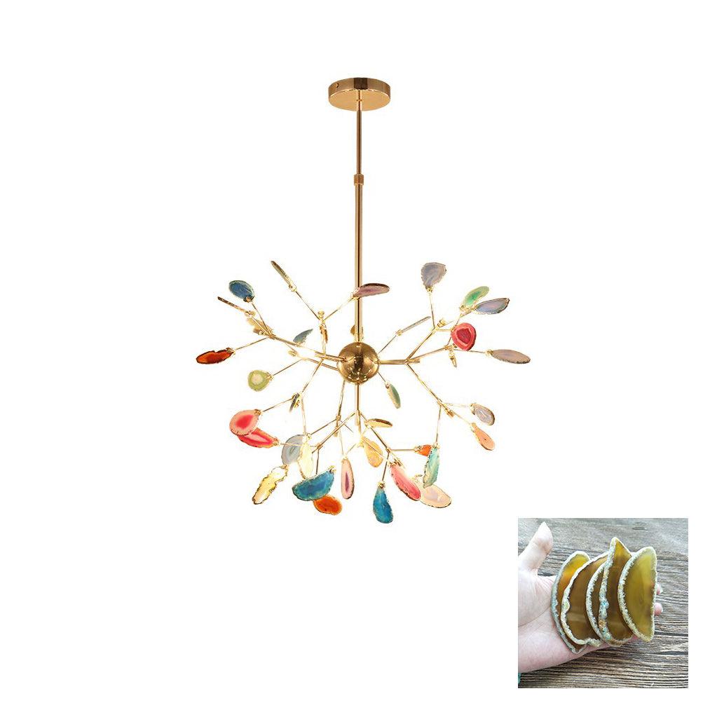 Agate Slice & Brass Chandelier