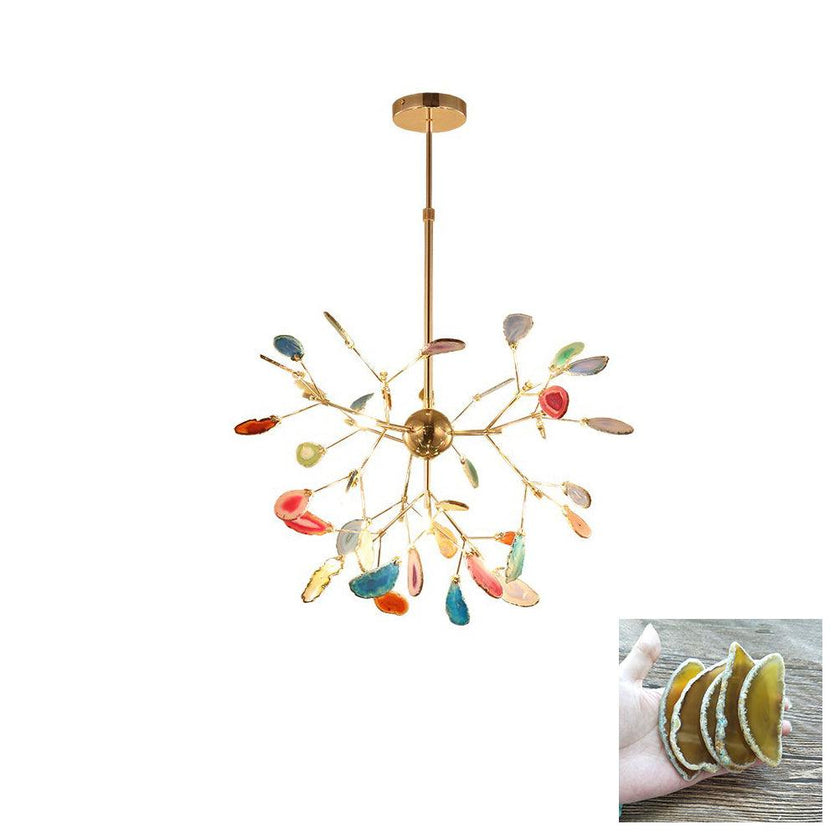 Agate Slice & Brass Chandelier