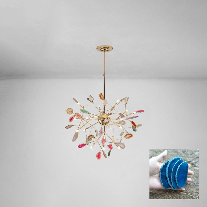 Agate Slice & Brass Chandelier