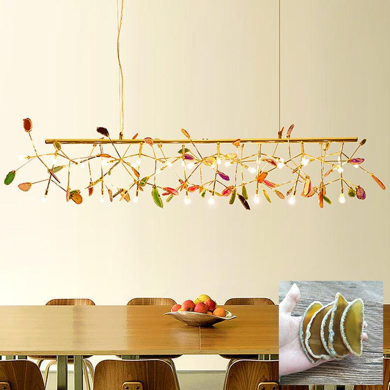 Agate Slice & Brass Chandelier