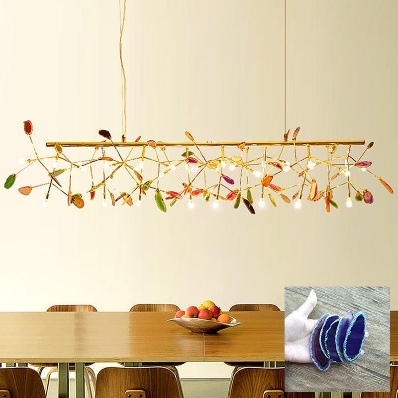 Agate Slice & Brass Chandelier