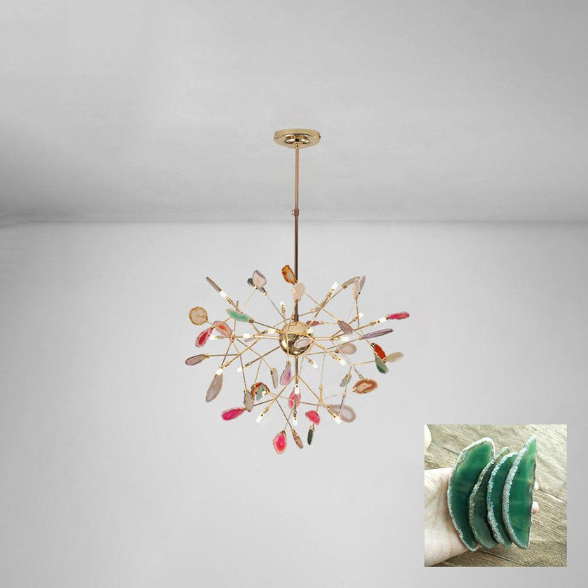 Agate Slice & Brass Chandelier
