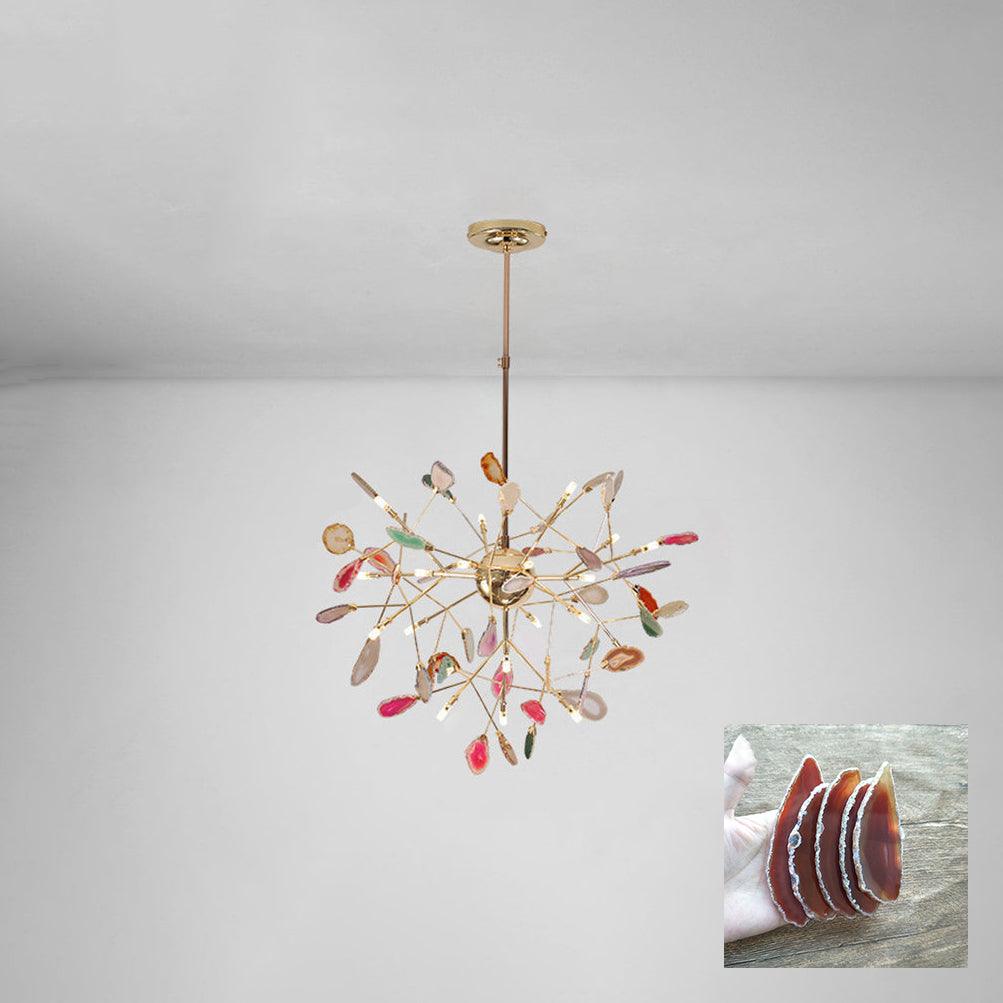 Agate Slice & Brass Chandelier