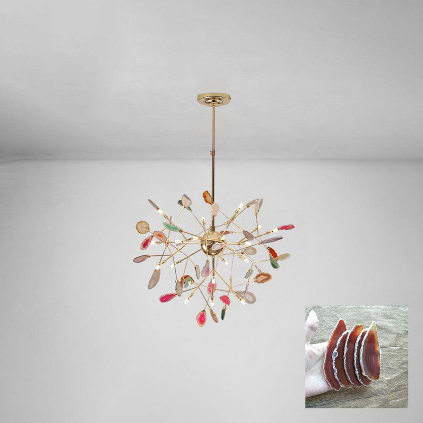 Agate Slice & Brass Chandelier