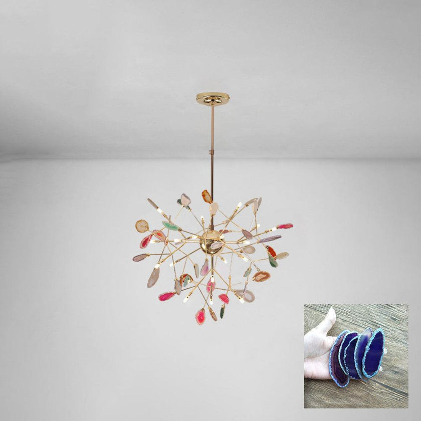 Agate Slice & Brass Chandelier