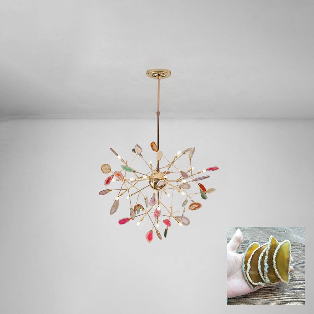 Agate Slice & Brass Chandelier