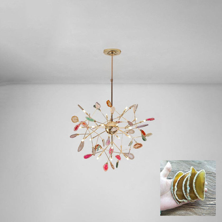 Agate Slice & Brass Chandelier