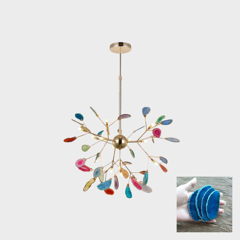 Agate Slice & Brass Chandelier